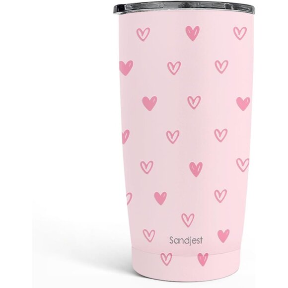 Other - Heart Tumbler 20oz, Stainless Steel Travel Cup with Lid, Insulated Coffee Mug, H